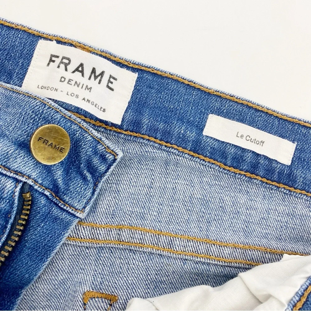Frame Denim Le Cutoff Denim Jean Shorts Distressed Oxnard Blue Light Wash